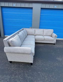 Large Gray L-Shaped Sectional Sofa