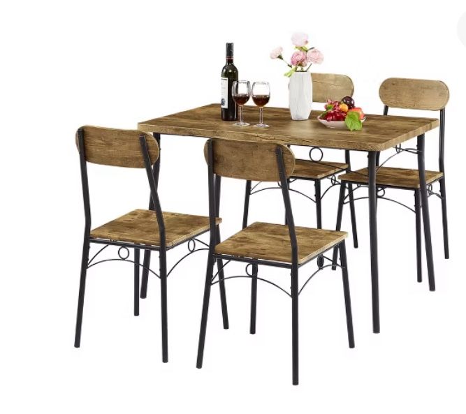 💥BlowOut Sale💥 VECELO Kitchen Dining Room Set Wooden Rectangular Table for Breakfast Nook