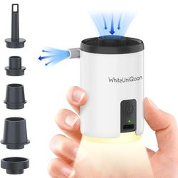 Air Pump for Inflatables, Mini Air Pump with 1600 mAh Battery & Camping Light USB Rechargeable to Quickly Inflate Deflate for Pool Floats, Air Mattres