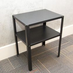 Small black metal nightstand / end table with 2 shelves, like new

