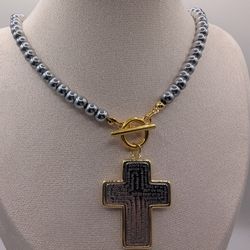 Stainless Steel Chocker W/Cross