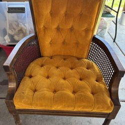 Vintage Gold Velvet Hollywood Regency Accent Chair