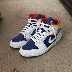 Air Jordan 1s Mid Royal Blue Laser Orange