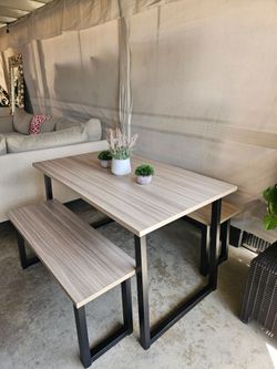 Small table dining set with 2 benches/Measurements 48x30x30/Cash Onl