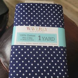 Waverly Inspirations For Craft Or Quilting 1 yard Navy Blue With White Dots