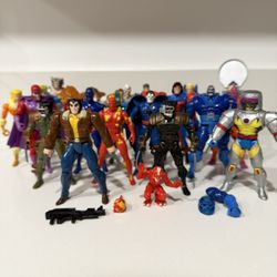 Vintage 90s Mixed Lot Of 26 Marvel X-men DC Action Figures Toy Biz Misc $55