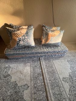 Blue and gold Afghan living room