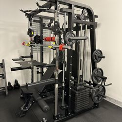 Smith Machine 300 | Adjustable Bench | 245lb Cast Iron Olympic Weights | 7ft Olympic Bar | Fitness | Gym Equipment | FREE DELIVERY 🚚 