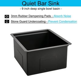 Black Undermount Bar Sink 15x17 16 Gauge Stainless Steel Single Bowl 1225K G1