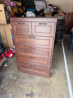 Tall Walnut brown Chest of 6 Drawers Dresser