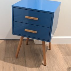 Ocean Blue Mid Century Modern Bedside End Table