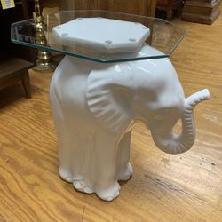 White Ceramic Elephant Plant Stand Table 