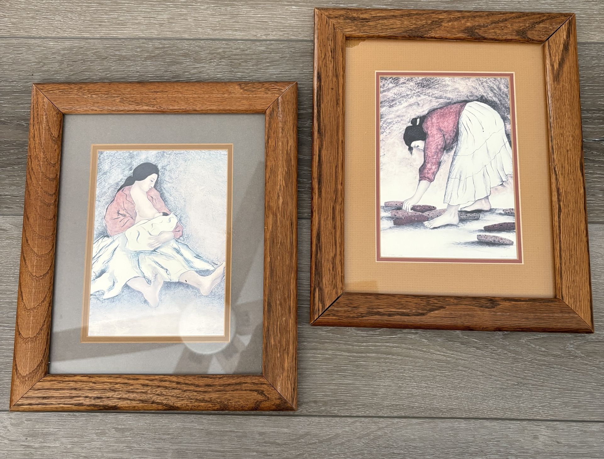Set of 2 R.C. Gorman Framed Prints - "Mother and Child" & "Indian Corn"