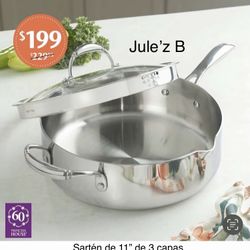 Princess House Sartén De 11” Tri-ply Nuevo En Su Caja 