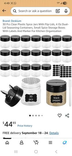30 Pcs Clear Plastic Spice Jars With Flip Lids, 4 Oz Dual- Lid Seasoning Containers, Small Spice Storage Boxes With Labels And Marker For Kitchen Orga