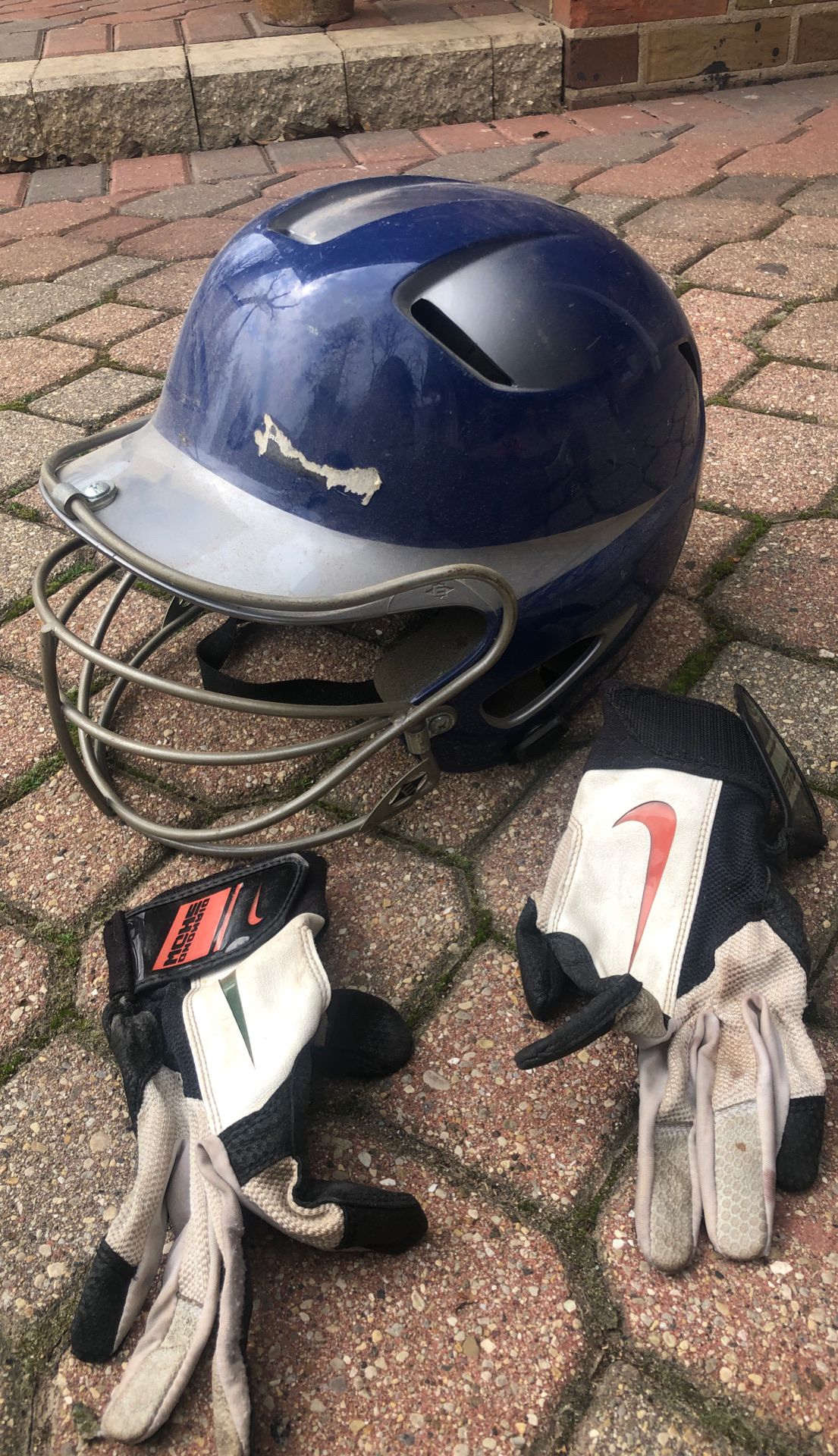 Baseball softball helmet batting gloves