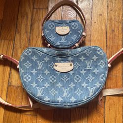 Louis Vuitton Blue Denim Women's Shoulder Bag With Coin Bag