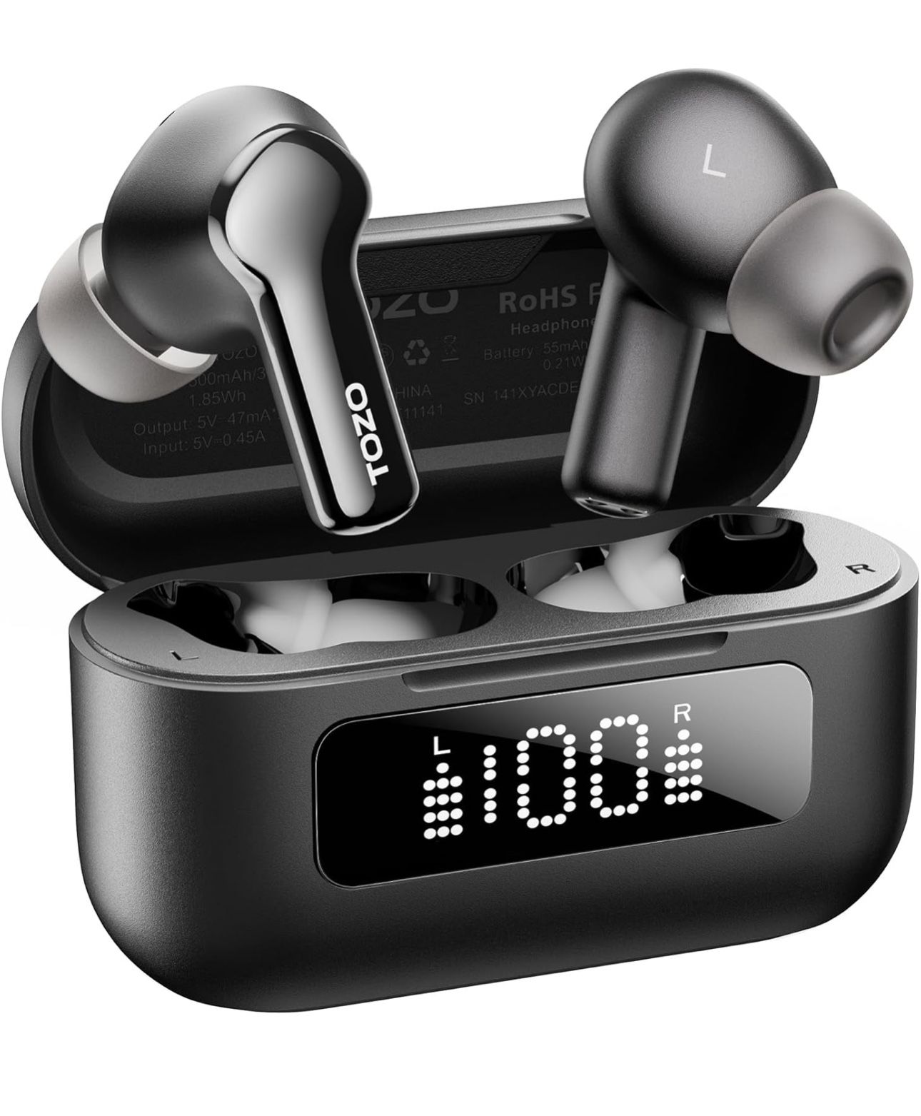 BRAND NEW Hybrid Active Noise Cancelling Wireless Bluetooth Earbuds with 6 Mics,LED Display 32 Preset EQs via APP