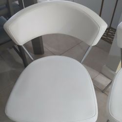 TWO CHAIRS WHITE REAL  LEATHER 