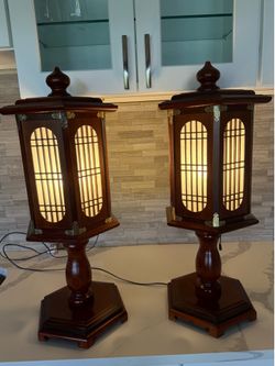 Rosewood lamps x 2