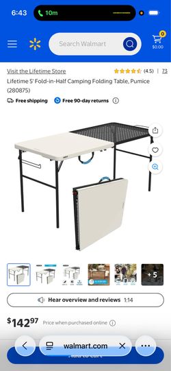 Lifetime 5' Fold-in-Half Camping Folding Table