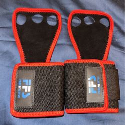 Weightlifting Hand Grips, Workout Gloves w. Wrist Wraps Size M