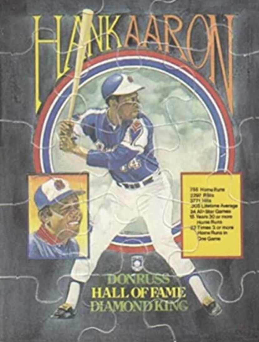 1986 Donruss Diamond King Hall of Fame Hank Aaron Puzzle Complete (uncut)