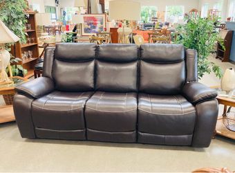 Premium Leather Power Reclining Sofa with USB Ports