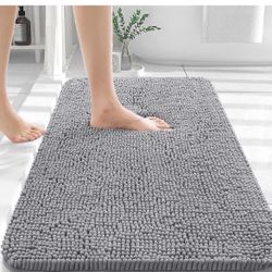 OLANLY Bathroom Rugs 30x20 – Soft, Absorbent Chenille Bath Mat with Rubber Backing – Quick Dry, Machine Washable – Grey