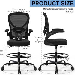 Alolo Drafting Chair,Big and Tall Office Chair with Footrest Ring,Ergonomic Chair