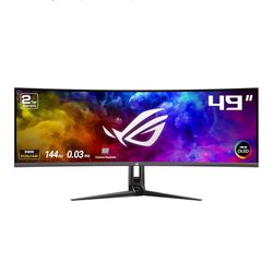 ASUS ROG Swift 49” Curved QD-OLED Gaming Monitor (PG49WCD) - Dual QHD 32:9 (5120x1440), 144Hz, 0.03ms, G-SYNC Compatible, Smart-KVM, 90W USB-C PD