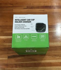 Portable Car Charger - Fits cup holder charges 3 items