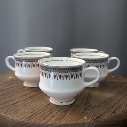 Set Of 5 Vintage Bharat Fine Bone China Tea Cups