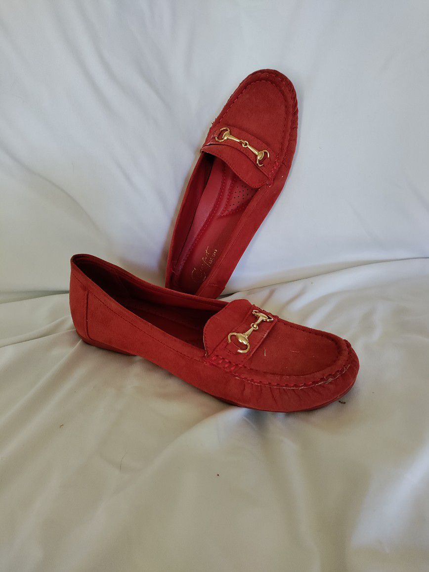 Red Suede Comfort Loafers