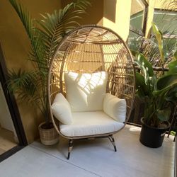 Oversized Rattan Egg Chair w/ Cushions – Great Condition