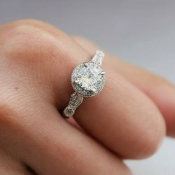 925 Silver Engagement Ring White Sapphire Size 6