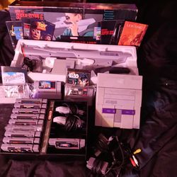 complete snes system with super scope gun, 13 games with manuals 