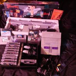 complete snes system with super scope gun, 13 games with manuals 