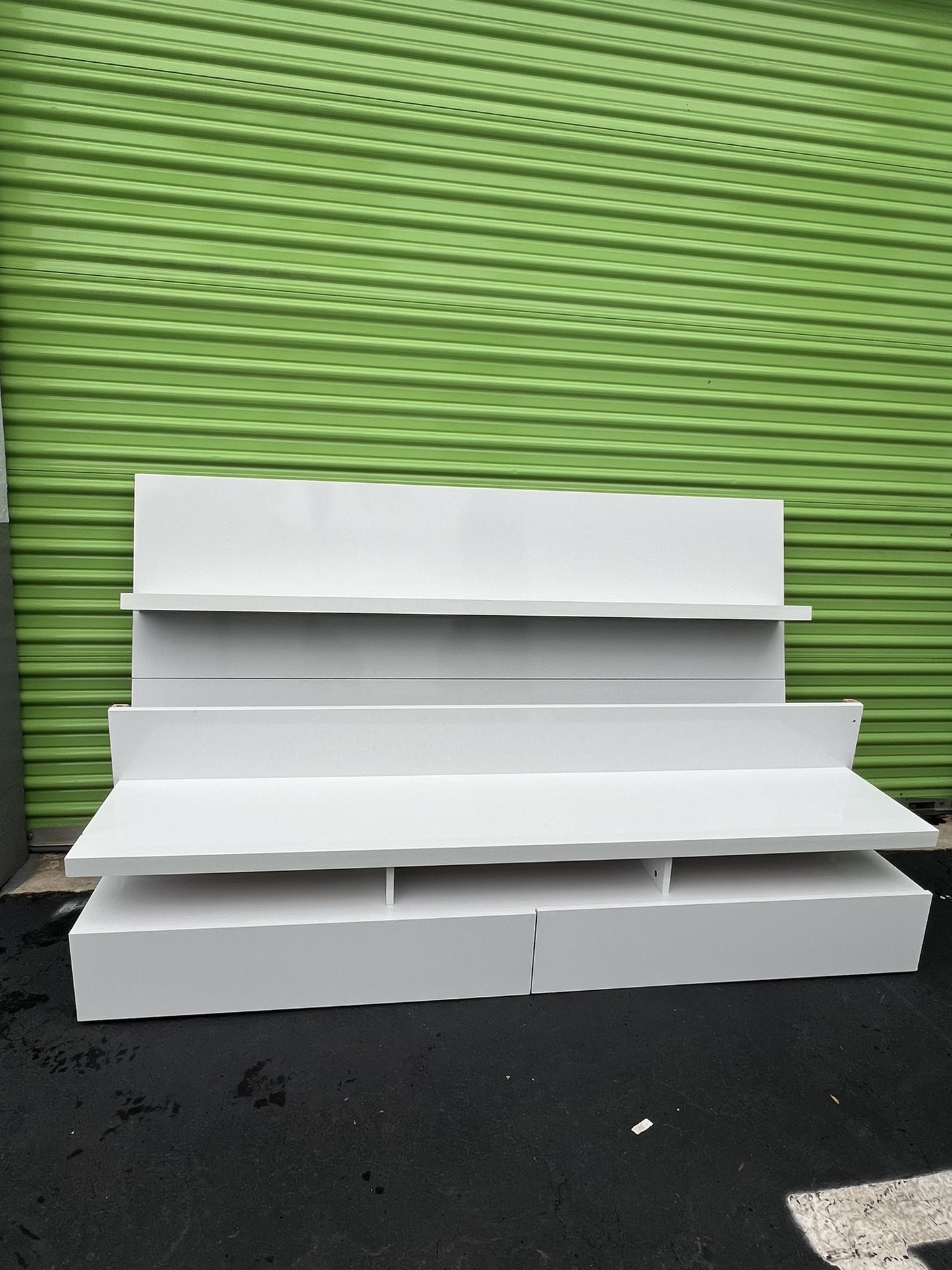 Beautiful White Floating TV Stand Television Table Media Center Console Wall Unit