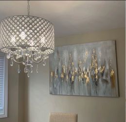 Evatt ” Golden Reflections With Handcrafted Gold Leaf Wrapped Canvas Wall Art Print 36”x48”
