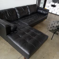 Black Vintage Leather Sectional