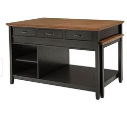 Black / Walnut Extendable Kitchen Cart With A Sliding Table )New)
