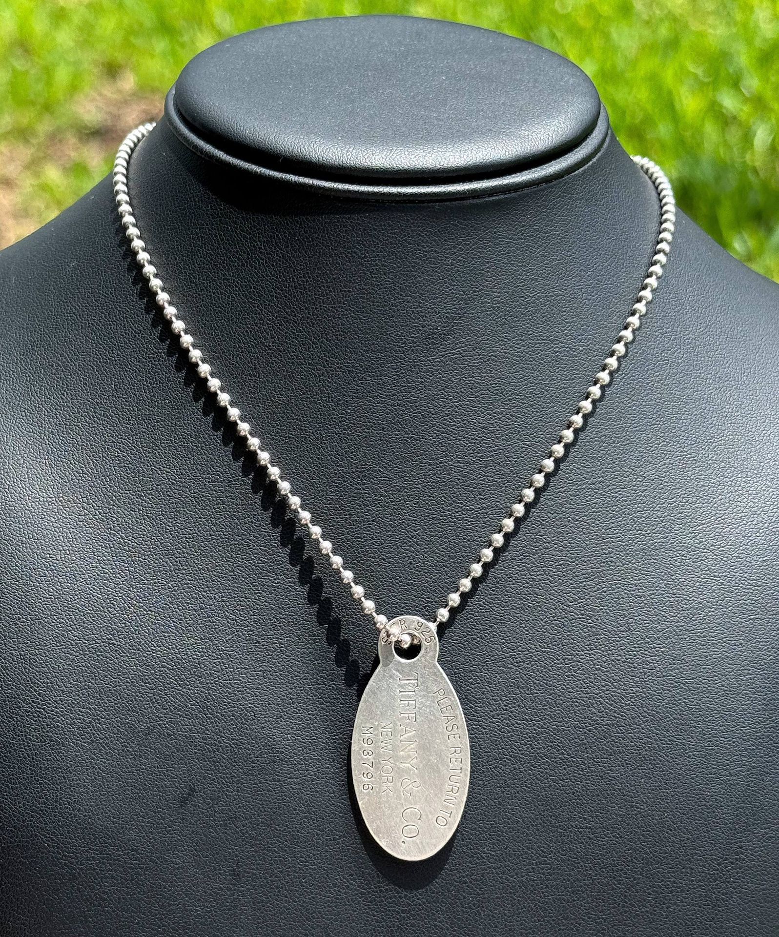Jewelry Tiffany & and Co 925 sterling silver 34.00β necklace ball chain return to dog tag pendant charm