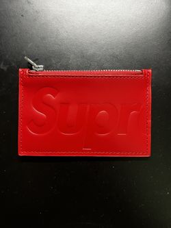 Supreme Leather Zip Card Holder (Red)