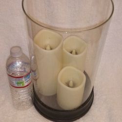 LARGE ARTIFICIAL CANDLES IN GLASS CYLINDER
