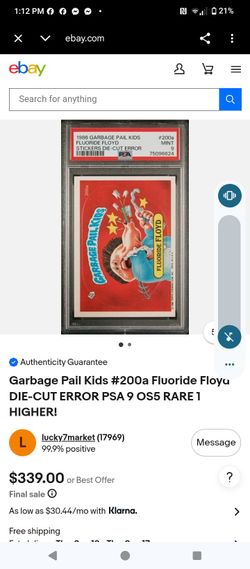 1986 Garbage Pail Kids Fluoride Floyd #200a PSA 9 Die-Cut Error