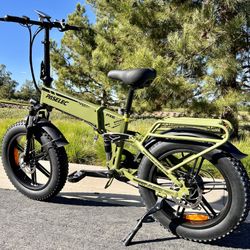 ✅ BRAND NEW - 750 Watt Electric Folding Bike, Power regen Tech, Fat Tire, Full Suspension(Black-OR-Army Green)PX6 Pro Paselec ⚡️