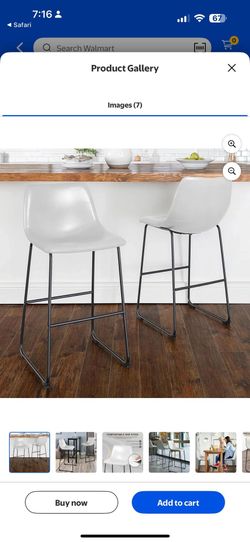 Modern Counter-Height Bar Stool – White Seat / Black Metal Base