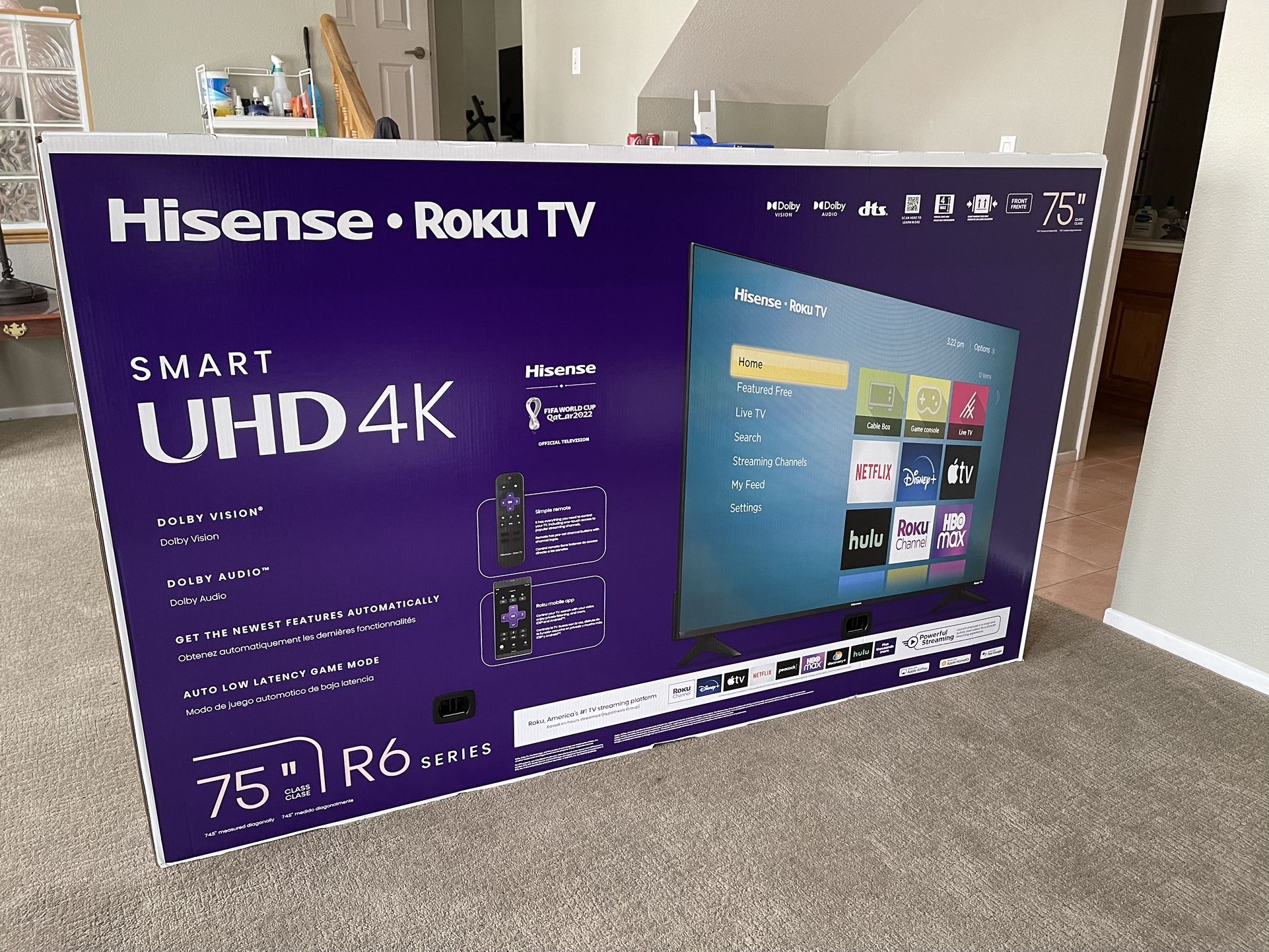 Brand New Hisense 75” 4K UHD Smart Roku TV 2023
