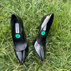 Steve Madden Black Patent Pointed-Toe Pumps Heels Size 8